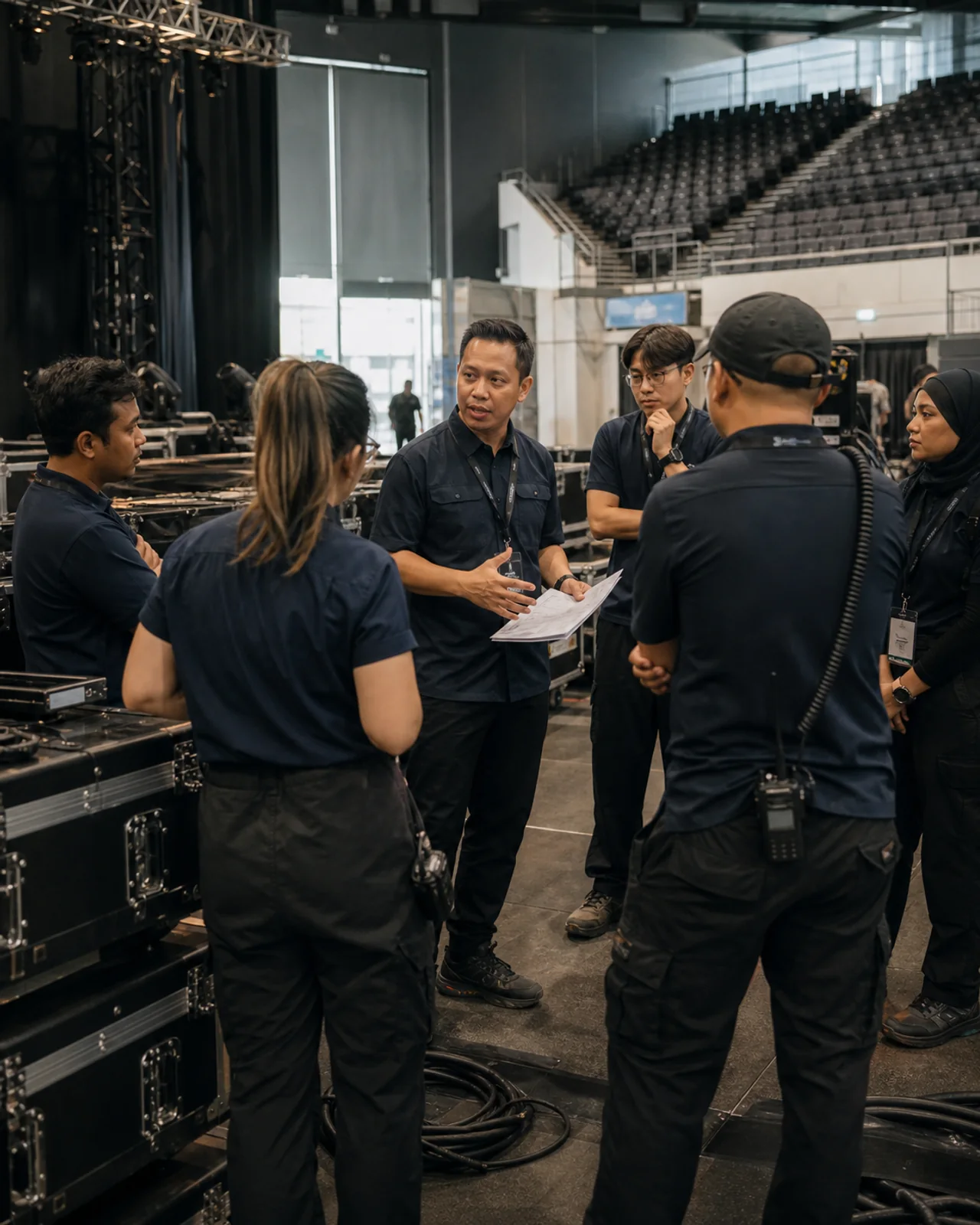 Venue operations team reviewing the day plan